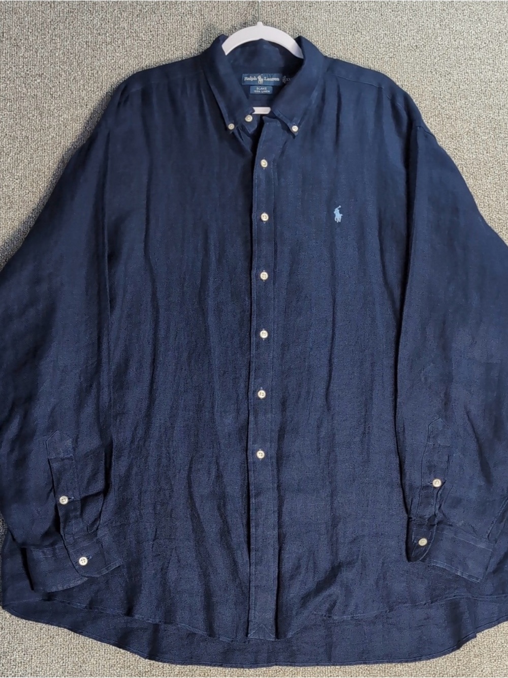 Ralph Lauren Blake Linen Button Down Size XXL in Indigo Dye Blue